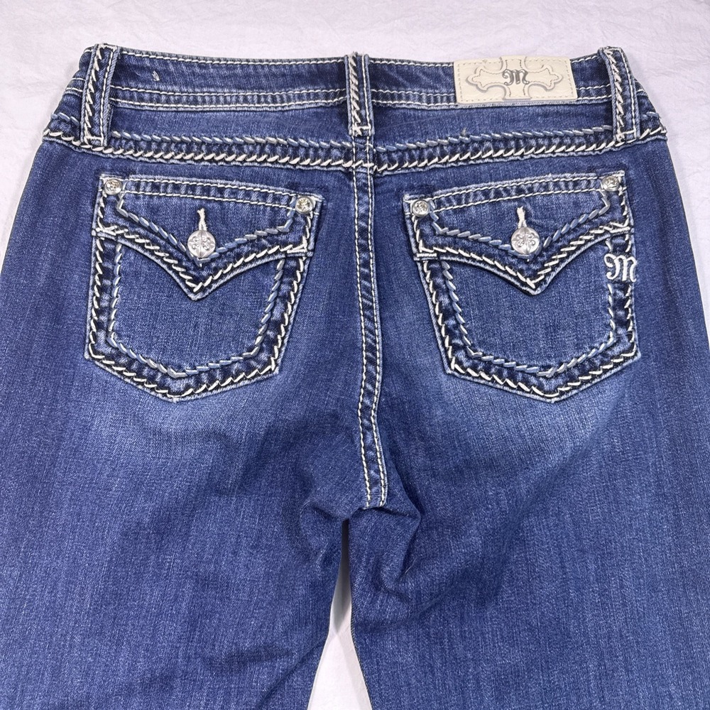 Miss Me Women 29x29 Jeans Blue Medium Wash Slim Fit Embellished MID RISE SKINNY - Picture 9 of 10
